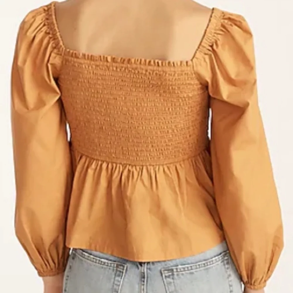 J Crew Puff-Sleeve Smocked Cotton Poplin Top sz. L - Picture 4 of 5